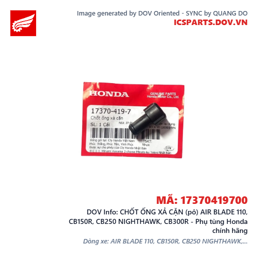 CHỐT ỐNG XẢ CẶN (pô) AIR BLADE 110, CB150R, CB250 NIGHTHAWK, CB300R - Phụ tùng Honda chính hãng