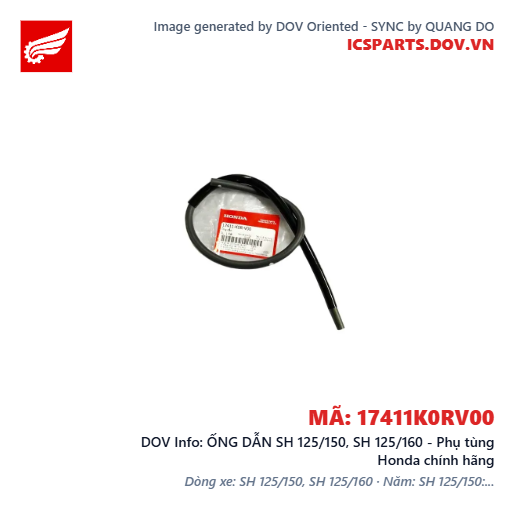 ỐNG DẪN SH 125/150, SH 125/160 - Phụ tùng Honda chính hãng
