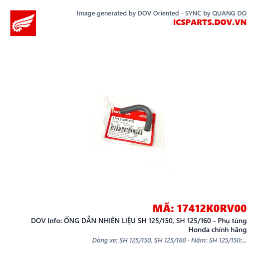 ỐNG DẪN NHIÊN LIỆU SH 125/150, SH 125/160 - Phụ tùng Honda chính hãng