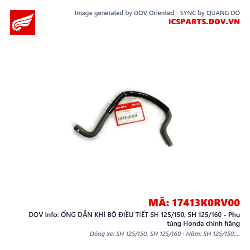 ỐNG DẪN KHÍ BỘ ĐIỀU TIẾT SH 125/150, SH 125/160 - Phụ tùng Honda chính hãng