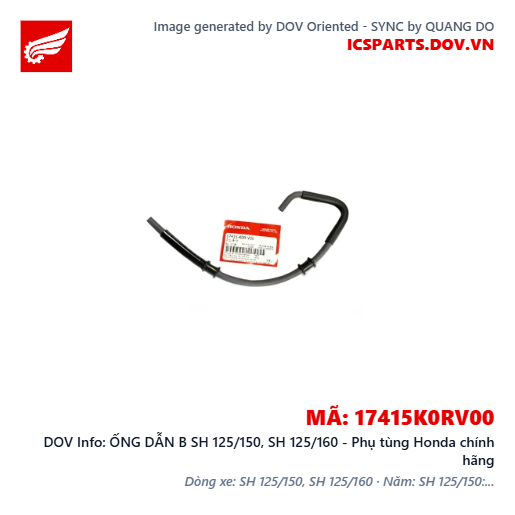 ỐNG DẪN B SH 125/150, SH 125/160 - Phụ tùng Honda chính hãng