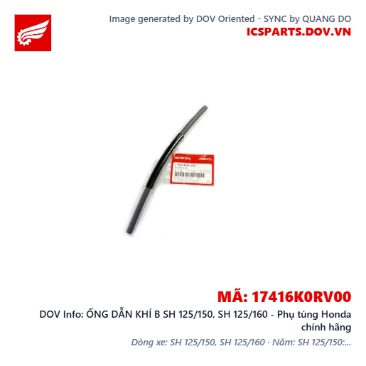 ỐNG DẪN KHÍ B SH 125/150, SH 125/160 - Phụ tùng Honda chính hãng