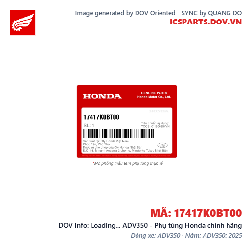 Loading... ADV350 - Phụ tùng Honda chính hãng