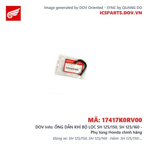 ỐNG DẪN KHÍ BỘ LỌC SH 125/150, SH 125/160 - Phụ tùng Honda chính hãng