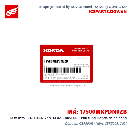 BÌNH XĂNG *NH436* CBR500R - Phụ tùng Honda chính hãng