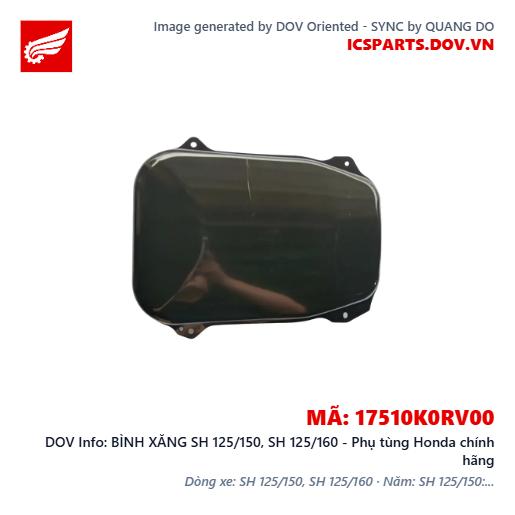 BÌNH XĂNG SH 125/150, SH 125/160 - Phụ tùng Honda chính hãng