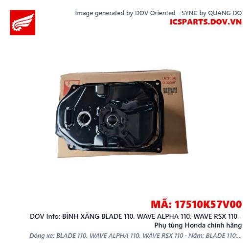 BÌNH XĂNG BLADE 110, WAVE ALPHA 110, WAVE RSX 110 - Phụ tùng Honda chính hãng