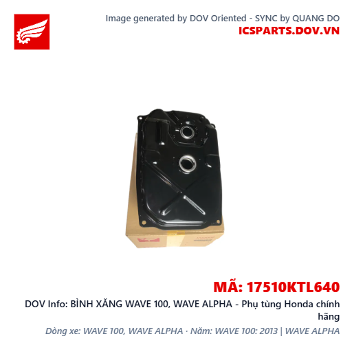 BÌNH XĂNG WAVE 100, WAVE ALPHA - Phụ tùng Honda chính hãng