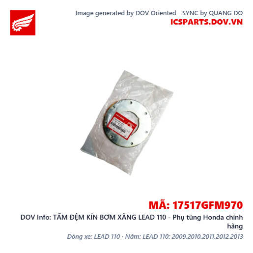 TẤM ĐỆM KÍN BƠM XĂNG LEAD 110 - Phụ tùng Honda chính hãng
