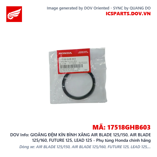 GIOĂNG ĐỆM KÍN BÌNH XĂNG AIR BLADE 125/150, AIR BLADE 125/160, FUTURE 125, LEAD 125 - Phụ tùng Honda chính hãng