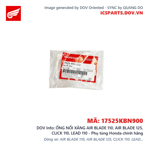 ỐNG NỐI XĂNG AIR BLADE 110, AIR BLADE 125, CLICK 110, LEAD 110 - Phụ tùng Honda chính hãng