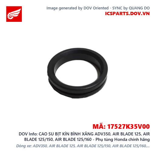 CAO SU BỊT KÍN BÌNH XĂNG ADV350, AIR BLADE 125, AIR BLADE 125/150, AIR BLADE 125/160 - Phụ tùng Honda chính hãng