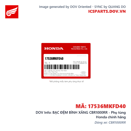 BẠC ĐỆM BÌNH XĂNG CBR1000RR - Phụ tùng Honda chính hãng