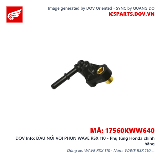 ĐẦU NỐI VÒI PHUN WAVE RSX 110 - Phụ tùng Honda chính hãng