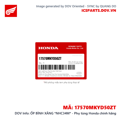 ỐP BÌNH XĂNG *NHC34M* - Phụ tùng Honda chính hãng