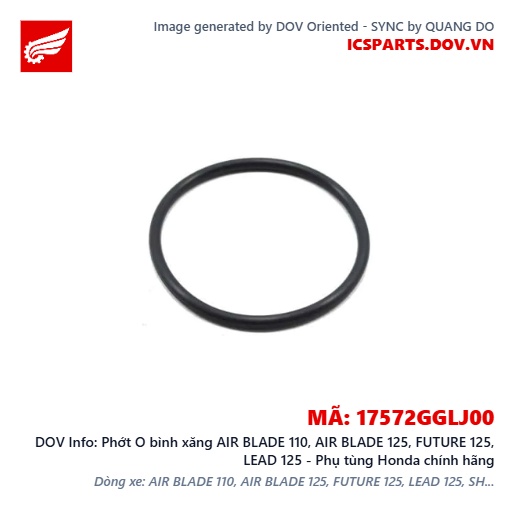 Phớt O bình xăng AIR BLADE 110, AIR BLADE 125, FUTURE 125, LEAD 125 - Phụ tùng Honda chính hãng