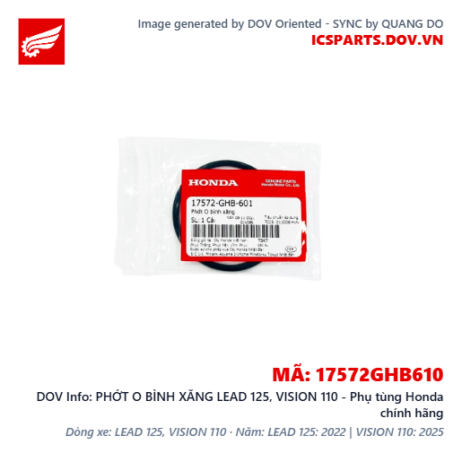 PHỚT O BÌNH XĂNG LEAD 125, VISION 110 - Phụ tùng Honda chính hãng