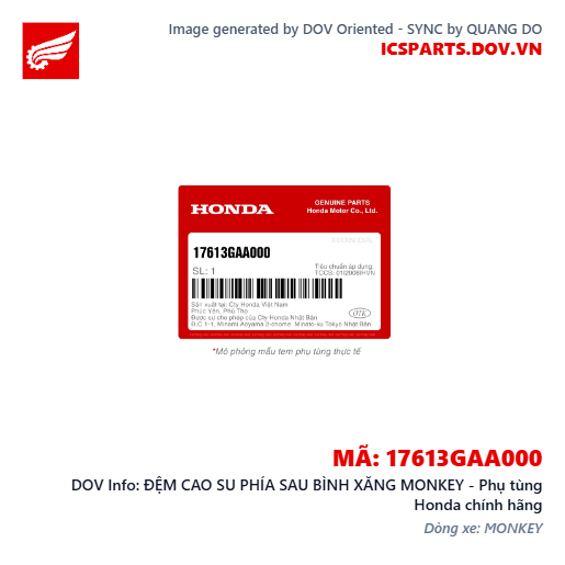 ĐỆM CAO SU PHÍA SAU BÌNH XĂNG MONKEY - Phụ tùng Honda chính hãng