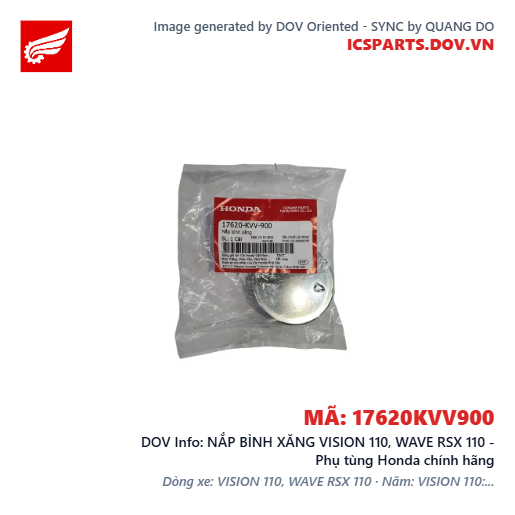 NẮP BÌNH XĂNG VISION 110, WAVE RSX 110 - Phụ tùng Honda chính hãng