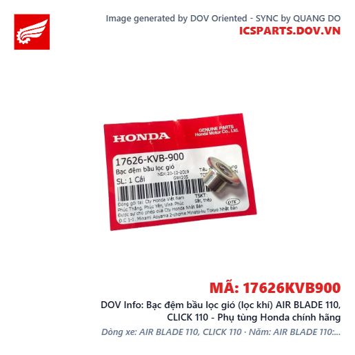 Bạc đệm bầu lọc gió (lọc khí) AIR BLADE 110, CLICK 110 - Phụ tùng Honda chính hãng