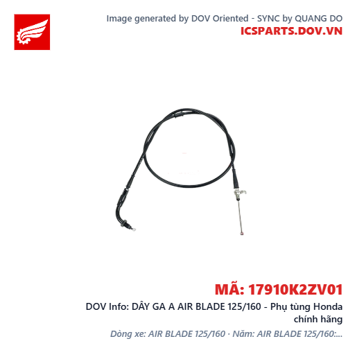 DÂY GA A AIR BLADE 125/160 - Phụ tùng Honda chính hãng