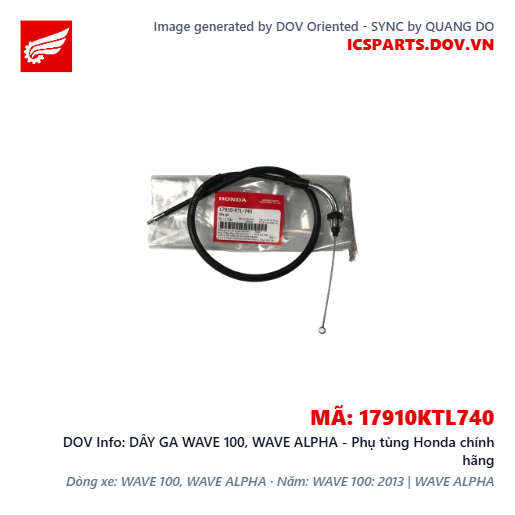DÂY GA WAVE 100, WAVE ALPHA - Phụ tùng Honda chính hãng