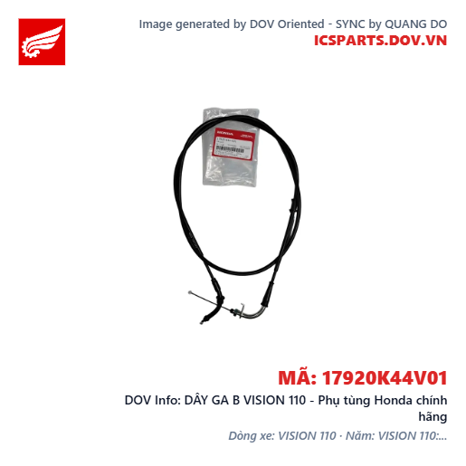 DÂY GA B VISION 110 - Phụ tùng Honda chính hãng