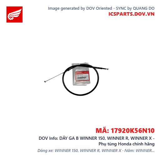 DÂY GA B WINNER 150, WINNER R, WINNER X - Phụ tùng Honda chính hãng
