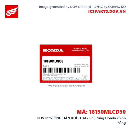 ỐNG DẪN KHÍ THẢI - Phụ tùng Honda chính hãng