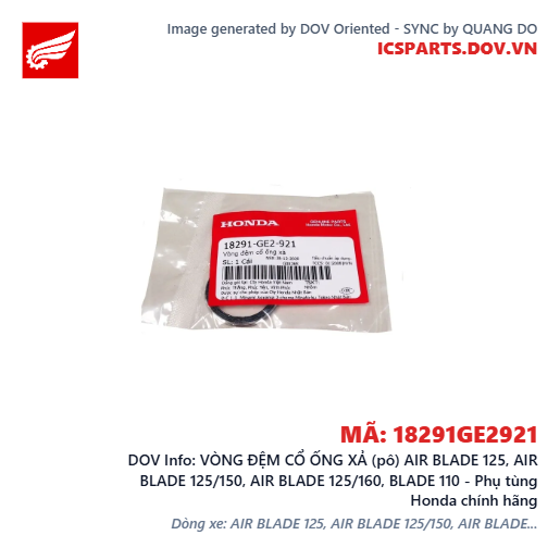 VÒNG ĐỆM CỔ ỐNG XẢ (pô) AIR BLADE 125, AIR BLADE 125/150, AIR BLADE 125/160, BLADE 110 - Phụ tùng Honda chính hãng