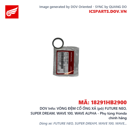VÒNG ĐỆM CỔ ỐNG XẢ (pô) FUTURE NEO, SUPER DREAM, WAVE 100, WAVE ALPHA - Phụ tùng Honda chính hãng
