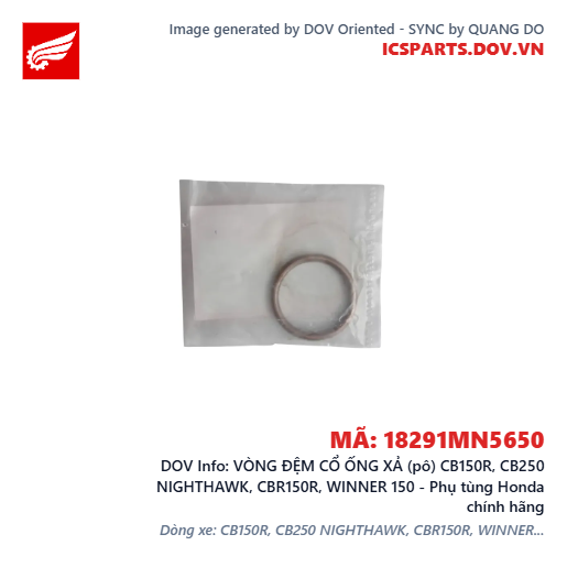 VÒNG ĐỆM CỔ ỐNG XẢ (pô) CB150R, CB250 NIGHTHAWK, CBR150R, WINNER 150 - Phụ tùng Honda chính hãng