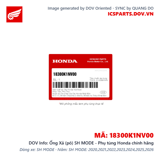 Ống Xả (pô) SH MODE - Phụ tùng Honda chính hãng