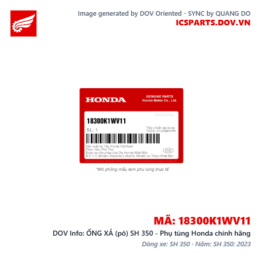ỐNG XẢ (pô) SH 350 - Phụ tùng Honda chính hãng