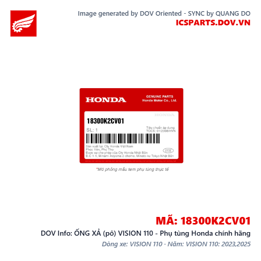 ỐNG XẢ (pô) VISION 110 - Phụ tùng Honda chính hãng
