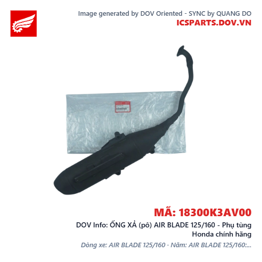 ỐNG XẢ (pô) AIR BLADE 125/160 - Phụ tùng Honda chính hãng