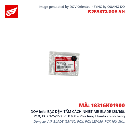 BẠC ĐỆM TẤM CÁCH NHIỆT AIR BLADE 125/160, PCX, PCX 125/150, PCX 160 - Phụ tùng Honda chính hãng