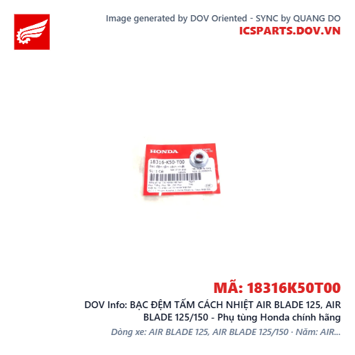 BẠC ĐỆM TẤM CÁCH NHIỆT AIR BLADE 125, AIR BLADE 125/150 - Phụ tùng Honda chính hãng