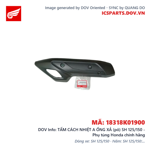 TẤM CÁCH NHIỆT A ỐNG XẢ (pô) SH 125/150 - Phụ tùng Honda chính hãng