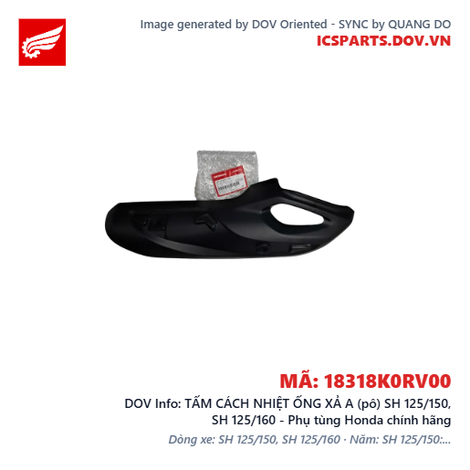 TẤM CÁCH NHIỆT ỐNG XẢ A (pô) SH 125/150, SH 125/160 - Phụ tùng Honda chính hãng