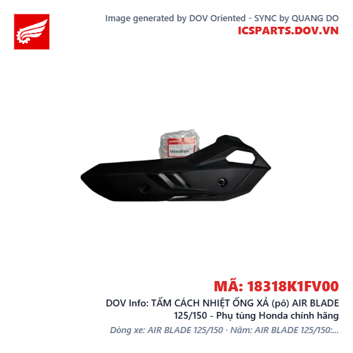 TẤM CÁCH NHIỆT ỐNG XẢ (pô) AIR BLADE 125/150 - Phụ tùng Honda chính hãng
