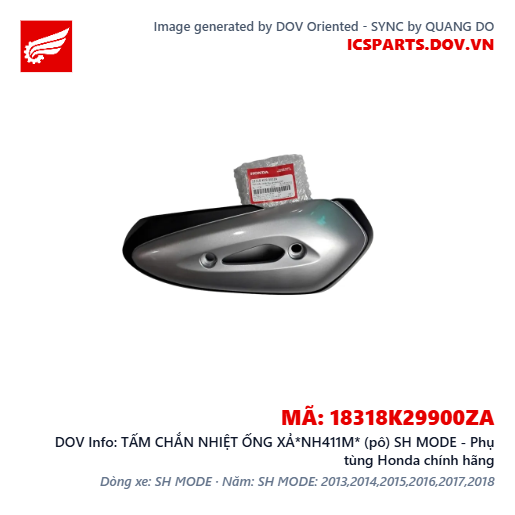 TẤM CHẮN NHIỆT ỐNG XẢ*NH411M* (pô) SH MODE - Phụ tùng Honda chính hãng