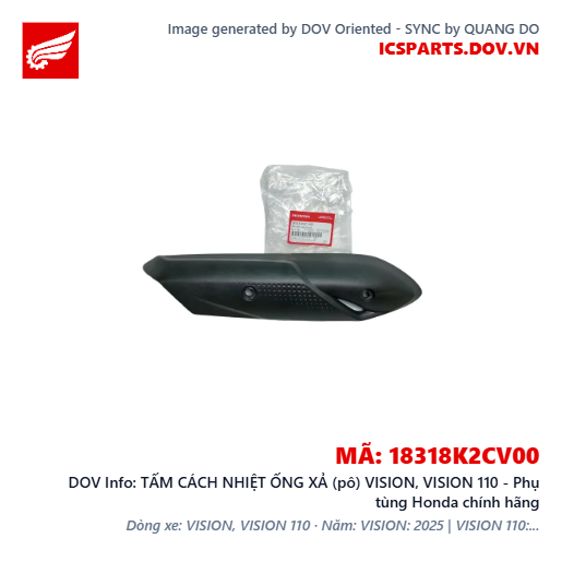 TẤM CÁCH NHIỆT ỐNG XẢ (pô) VISION, VISION 110 - Phụ tùng Honda chính hãng
