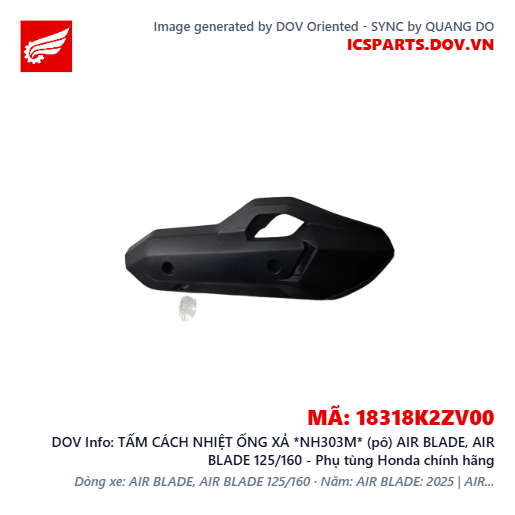 TẤM CÁCH NHIỆT ỐNG XẢ *NH303M* (pô) AIR BLADE, AIR BLADE 125/160 - Phụ tùng Honda chính hãng
