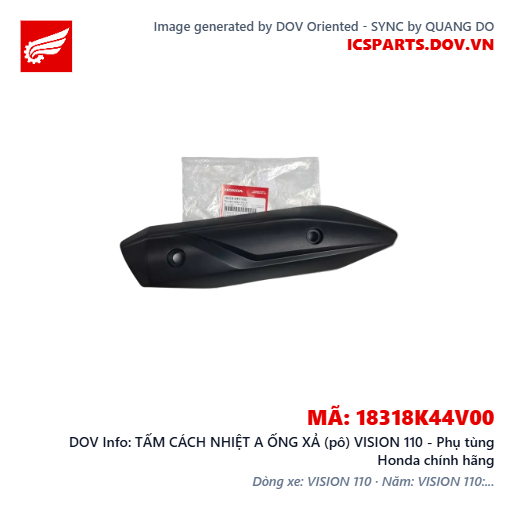 TẤM CÁCH NHIỆT A ỐNG XẢ (pô) VISION 110 - Phụ tùng Honda chính hãng