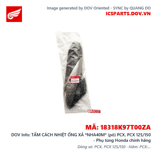 TẤM CÁCH NHIỆT ỐNG XẢ *NHA40M* (pô) PCX, PCX 125/150 - Phụ tùng Honda chính hãng