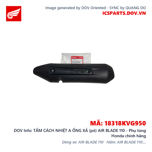 TẤM CÁCH NHIỆT A ỐNG XẢ (pô) AIR BLADE 110 - Phụ tùng Honda chính hãng