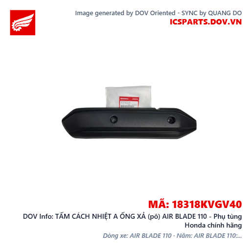 TẤM CÁCH NHIỆT A ỐNG XẢ (pô) AIR BLADE 110 - Phụ tùng Honda chính hãng