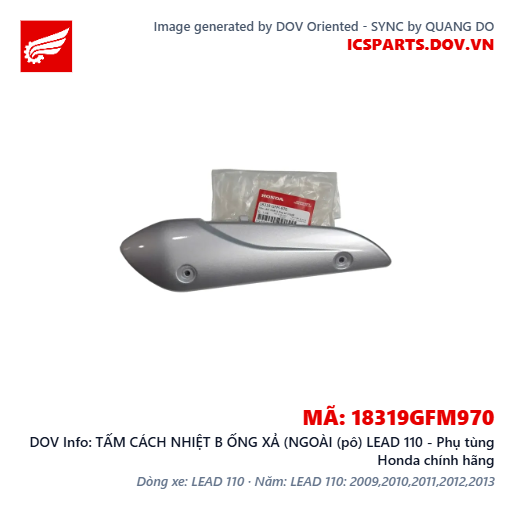 TẤM CÁCH NHIỆT B ỐNG XẢ (NGOÀI (pô) LEAD 110 - Phụ tùng Honda chính hãng