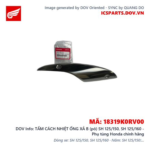 TẤM CÁCH NHIỆT ỐNG XẢ B (pô) SH 125/150, SH 125/160 - Phụ tùng Honda chính hãng